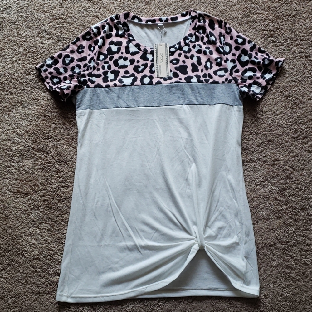 New womens cheetah print knot top M